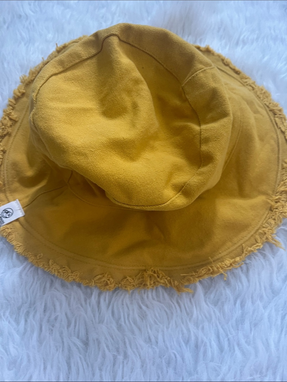 Frayed-Edge Yellow Bucket Hat